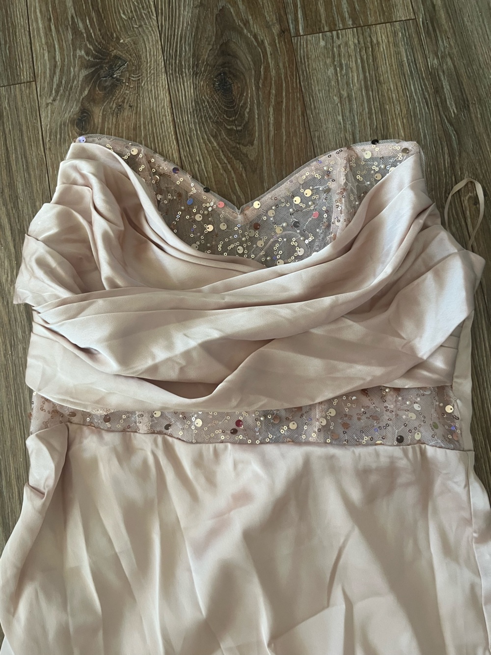 Elegant Sequin-Trim Slip Dress in Blush Pink